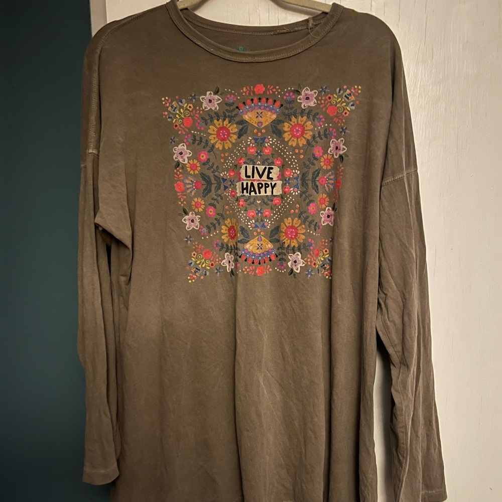 Natural Life Beige Long Sleeve Top